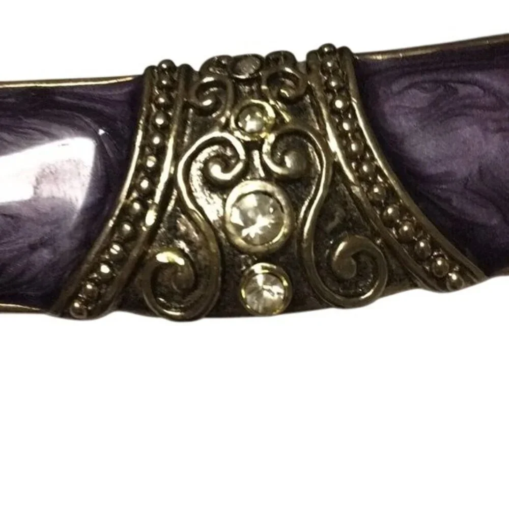 Decorative Purple & Gold Picture Frame With Ornate Scroll Design & Gem Accents -